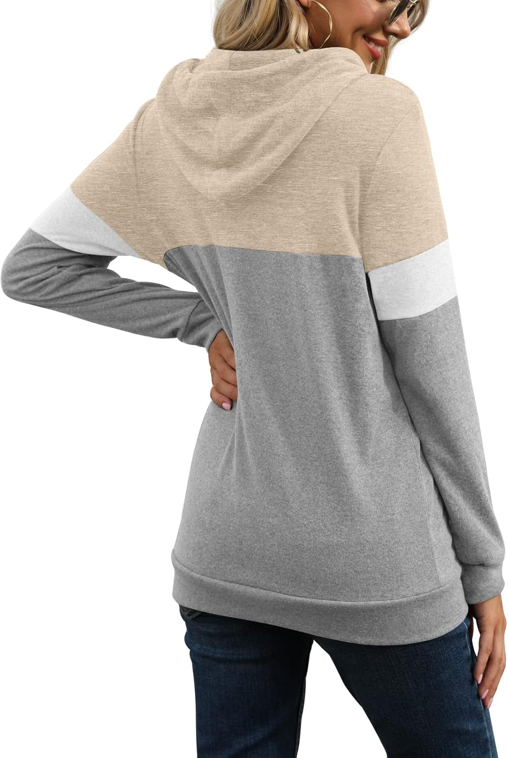 Womens Sweatshirts Long Sleeve Casual Color Block Pullover Hoodies Fall Outfits 2024 Clothes